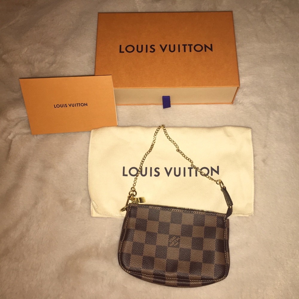 LOUIS VUITTON DAMIER EBENE MINI POCHETTE BRAND NEW IN BOX, WITH RECEIPT!
